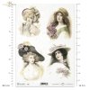 cztery portrety, vintage, retro, dawna moda, kobiety w kapeluszach, kapelusze
